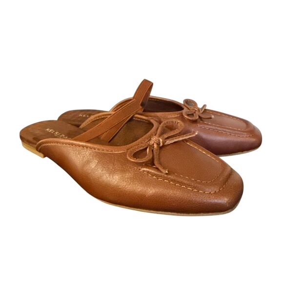 Kelsi Dagger square toe chocolate brown flats size with strap 6 - Picture 1 of 9